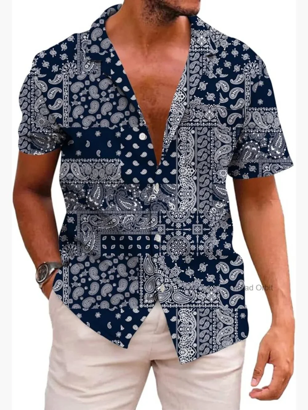 Men's Casual Button Down Hawaiian Shirt Short Sleeve with Pockets